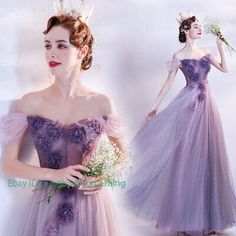 Party Floor-length Tulle Ball Gown, Princess Style Floor-length Bridesmaid Gown, Purple Bridesmaid Ball Gown, Purple Bridesmaid Dress For Prom Evening, Floor-length Tulle Gown For Banquet, Purple Princess Dress For Prom Season, Princess Style Ball Gown Wedding Dress For Evening, Princess Style Bridesmaid Dress For Prom Season, Prom Season Ball Gown For Banquet