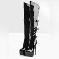 Women's Platform Lace Up Side Zipper Over The Knee High Boots Product Details About This Item Fabric Type Pu Leather Sole Material Rubber Outer Material Faux Leather Closure Type Lace-Up About This Item Heel Height: 4.9 Inches, 125mm. Platform Height: 1.57 Inches, 40mm. Man-Made Suede Upper, Vegan-Friendly Material. Easy To Walk With High Heel.Reliable Stability From Platform. Suitable For Casual, Party, Office, Dating, Dressing Etc. Night Out Patent Leather Platform Boots, Party Patent Leather Boots With Round Toe, Elegant High Ankle Heels With Buckle Closure, Party Patent Leather Platform Boots, Patent Leather Round Toe Platform Boots For Night Out, Black High Heel Platform Boots For Evening, Evening High Heel Patent Leather Boots, Patent Leather Platform Boots For Night Out, Modern Black Platform Boots For Party