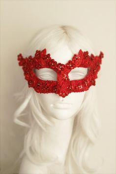 Sequined Red Masquerade Mask With Rhinestones And Embroidery | Etsy Red Venetian Mask For Masquerade, Red Venetian Masquerade Mask, Elegant Red Masks For Carnival, Red Eye Mask For Masquerade, Red Eye Mask For Party, Red Eye Masks For Party, Venetian Red Mask For Masquerade, Elegant Red Masquerade Mask For Party, Elegant Red Masquerade Mask For Carnival