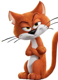 an animated cat with yellow eyes and big ears