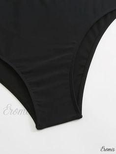 Eromis - Womens Plus Size Sophisticated Bikini Bottoms: Solid Cut-out Bow Front High Waisted Beach Panty Beach High-cut Leg Swimwear With Lined Body, High-cut Leg Beach Swimwear With Lined Body, Beach Swimwear With High-cut Leg And Lined Body, Black High-cut Leg Swimwear For Beach Season, Brief Bottoms For Summer Beach Party, Beach Party Brief Bottoms For Summer, Summer Solid Bottoms For Beach Party, Solid Color Summer Bottoms For Beach Party, Summer Solid Color Bottoms For Beach Party