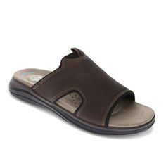 Slide into comfort and style with these Dockers casual sandals and youll be ready for anything. Add them to jeans or shorts and let the synthetic leather uppers elevate your look, while the lightweight, flexible TPR outsole creates long-lasting traction and support. Plus, these sandals will keep you feeling cool and relaxed all day long thanks to their extra-soft EVA footbed, which features a moisture-wicking sock cover and perforated ventilation. Designed to complement any casual look and built to bring you truly personalized comfort, these Dockers sandals will be a go-to for any day. So go ahead, meet up with friends for lunch or embrace some time in the sun  these slide-on sandals are ready to offer you style, support, and comfort anywhere you go. Size: 13.  Color: Brown.  Gender: male. Moisture Wicking Socks, Rubber Clogs, Shoe Warehouse, Mens Slide Sandals, Dockers Men, Men Slides, Mens Slides, Shoes Flats Sandals, Wide Shoes