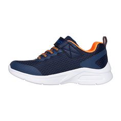 Add some extra comfy cushioning to a sporty style with Skechers Microspec Max. This lightweight design features a breathable athletic mesh and synthetic upper with stretch laces and a visible Skech-Air airbag midsole.Features: LightweightClosure Type: StrapUpper/Outer Base Material: 66% Textile, 34% SyntheticShoe Lining Material: PolyesterSole Material Content: 100% EvaShoe Strap Type: Adjustable StrapCountry of Origin: Imported Breathable Mesh Lace-up Sneakers For Jogging, Sporty Navy Lace-up Sneakers, Sporty Navy Low-top Sneakers, Navy Sports Sneakers With Laces, Cushioned Athletic Fit Slip-on Sneakers For Jogging, Navy Sneakers For Sports, Navy Lace-up Sneakers For Sports, Sporty Slip-on Sneakers With Breathable Mesh For Running, Breathable Slip-on Sneakers For Sports