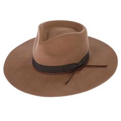 Peter Grim brand wool fedora. 3.25” Wide stiff brim high grade wool. Grosgrain band it’s leather string. Satin lining. S/M 57cm L/XL 59cm Fall Fur Felt Panama Hat With Flat Brim, Fur Felt Fedora Panama Hat For Fall, Fall Panama Hat With Curved Brim In Fur Felt, Fall Fedora Panama Hat In Fur Felt, Fall Fur Felt Brimmed Fedora, Brown Fur Felt Fedora With Short Brim, Brown Wool Fedora With Flat Brim, Winter Fur Felt Panama Hat With Flat Brim, Brown Fur Felt Fedora Hat