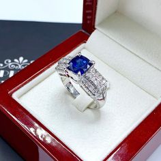 BRAND-NEW!! ONE OF A KIND, HANDCRAFTED RING. EXQUISITE AND FINE CRAFTSMANSHIP! HANDMADE TO LAST FOR AN ETERNITY!! HEIRLOOM PIECE!! PRECIOUS JEWELRY TO BE PASSED ON! PERFECT DRESS RING FOR A LADY OR A GENTLEMAN! 3.67 total carat weight, Certified, Natural CEYLON BLUE SAPPHIRE ring. This ring offers an important statement of who you are with a 3.10 carats, VIVID CORNFLOWER BLUE CEYLON SAPPHIRE. Accentuating the BLUE SAPPHIRE are the 30 F/VS, sparkling natural diamonds! Set in 18K Solid White Gold Luxury Sapphire-colored Diamond Ring With Diamond Cut, Luxury Sapphire-colored Diamond Ring, Luxury Sapphire Birthstone Ring, Luxury Sapphire Cluster Ring, Luxury Gia Certified Cushion Cut Sapphire Ring, Luxury Sapphire Birthstone Ring For Formal Occasions, Luxury Yellow Gold Gia-certified Sapphire Ring, Luxury Gia Certified Yellow Gold Sapphire Ring, Luxury Cushion Cut Sapphire Ring