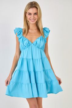 The perfect dress for your next special occasion. This dress is sure to turn heads. With a ruched sweetheart neckline and pretty ruffled shoulders, it has a romantic feel. The bodice is tiered and features a flounce hem that makes it extra special. We love the way this dress hugs your curves and falls to just the right length. Plus, it's lined for added comfort. Ruched sweetheart neckline Ruffled shoulders Tiered bodice Flounce Non sheer Lining Side zipper Hand wash cold Do not bleach Do not tum Rose Clothing, West Coast Fashion, Tiered Mini Dress, Dress Comfortable, Ruffle Dress, Chiffon Tops, Sweetheart Neckline, Perfect Dress, Side Zipper