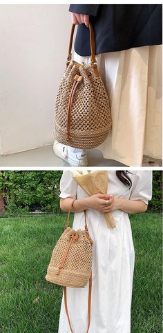 Summer Portable Straw Bag, Brown Portable Bucket Bag For Summer, Summer Portable Brown Bucket Bag, Summer Brown Portable Bucket Bag, Trendy Summer Pouch Bags, Summer Travel Portable Shoulder Bag, Casual Natural Bucket Bag With Mobile Phone Pocket, Casual Natural Bucket Bag With Phone Pocket, Beach Season Travel Shoulder Bag With Mobile Phone Pocket