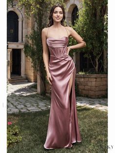 Lasaky - Alluring Ladies' Formal Wear with Underwire Boning and Side Zipper Summer Prom Dress, Prom Inspo, Pink Prom Dress, Elegant Party Dresses, Mauve Dress, Pink Prom, Semi Formal Dresses, Old Rose, Christmas Party Dress