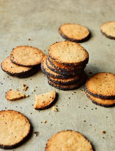 several cookies are arranged on a baking sheet