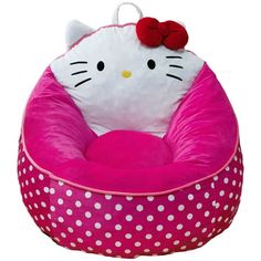 a hello kitty bean bag chair with polka dots