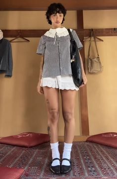 Creative Layering Outfits, Ruffle Shorts Outfit Aesthetic, Layering Ideas Outfits, Ethel Cain Outfits, Summer Vintage Mini Dress With Ruffles, Rome Aesthetic Outfit, Cute Fair Outfits, Spring Vintage Mini Skirt, Harajuku Style Spring Shorts