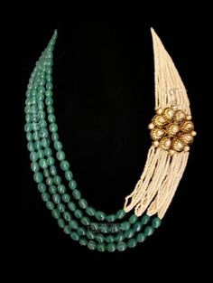 (1) Emerald Kundan Broach Statement Necklace – bAnuDesigns Festive Multi-strand Gold Beaded Jewelry, Festive Multi-strand Jewelry With Gold Beads, Multi-strand Gold Beads Costume Jewelry, Elegant Faceted Beads Jewelry For Festivals, Elegant Jewelry With Faceted Beads For Festivals, Elegant Gemstone Beads In Gold, Elegant Gemstone Beads For Festivals, Traditional Hand-strung Jewelry For Formal Occasions, Traditional Hand-strung Formal Jewelry