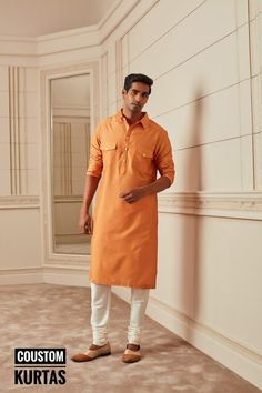 Welcome To My Shop COUSTOMKURTAS... Premium Quality Orange Pathani Kurta with White Churidar Pajama | Mens Ethnic Wear | Indian Punjabi Pathani Suit Set | Bottom - 2 Piece Set All Sizes Available and Colors Cotton Traditional Wear With Naqshi For Navratri, Orange Straight Kurta For Eid, Orange Straight Kurta With Dabka, Orange Dabka Straight Kurta, Orange Straight Kurta For Diwali, Traditional Orange Kurta With Dabka, Traditional Fit Straight Kurta For Navratri, Traditional Straight Kurta For Navratri, Navratri Traditional Fit Straight Kurta