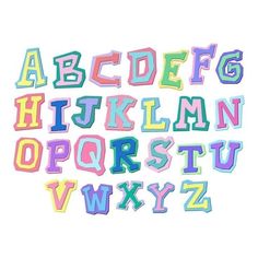 the letters are made up of different colors