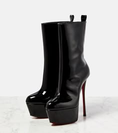 Black Louboutin Heels, Louboutin Online, High Heel Ankle Boots, Fantastic Shoes, Heels Classy, Christian Louboutin Heels, Heel Ankle Boots, High Heel Boots Ankle, Platform Ankle Boots