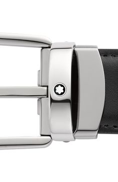 A shiny buckle detailed with the brand's signature star fronts a sleek belt that reverses from classic black to brown for added versatility. 1 1/4" belt width; 1 1/2" x 2" buckle Leather Made in Italy Leather Belt With Rectangular Tang Buckle, Leather Belt With Tang Rectangular Buckle, Black Leather Belt Buckles With Tang Buckle, Modern Silver Belt With Buckle Closure, Modern Black Belt With Tang Buckle, Designer Black Belt With Tang Buckle, Modern Business Belts, Modern Formal Belt With Tang Buckle, Classic Black Tang Buckle Belt Buckles