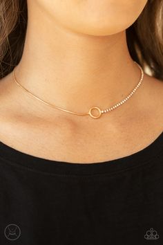 A dainty gold ring splits into a glittery strand of glassy white rhinestones and a rounded gold snake chain around the neck for an unpredictable finish. Features an adjustable clasp closure.

Sold as one individual choker necklace. Includes one pair of matching earrings. Gold Neck Chain, Dainty Gold Ring, Minimalist Necklace Gold, Gold Snake Chain, Easy Jewelry, Dainty Gold Rings, Mangalsutra Designs, Bad Attitude, Gold Choker Necklace