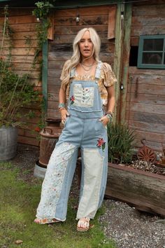 City Garden Floral Overalls - Denim | Three Bird Nest Upcycled Festival Clothes, Sew Overalls, Butterfly Overalls, Diy Overalls, Garden Gala, Patchwork Overalls, Floral Overalls, Paisley Print Fabric, Weekend Market