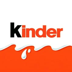 an orange and white background with the word kinder on it's left side