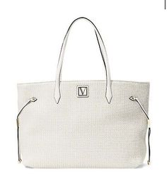 Top Seller for The Victoria Carryall Tote Bag(white), Women's Bags & Handbags Trendy White Bags With Braided Handles, White Bag With Braided Handles For Everyday Use, White Casual Bag For Errands, Casual White Bag For Errands, White Beach Shoulder Bag With Braided Handles, Casual White Shoulder Bag For Errands, White Shoulder Bag With Braided Double Handles, Casual White Bag With Removable Pouch, White Shoulder Bag With Leather Handles