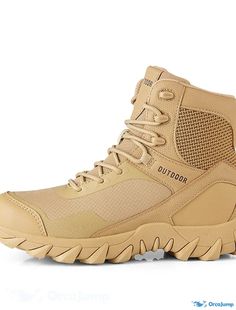 OrcaJump - Mens Casual Outdoor Hiking Booties/Ankle Boots in Black, Green, Army, and Brown for Fall and Winter Outdoor Work Desert Boots With Rubber Sole, Outdoor High Ankle Lace-up Boots With Rubber Sole, Casual Khaki Lace-up Waterproof Boots, Closed Toe Lace-up Boots For Outdoor Fall Use, Fall Outdoor Lace-up Closed Toe Boots, Outdoor Ankle Desert Boots With Reinforced Toe, Fall Outdoor Ankle-high Work Boots, Ankle-high Work Boots For Outdoor Fall Activities, Ankle-high Work Boots For Outdoor Fall Use