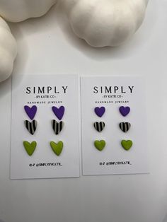 Heart Trios Beetlejuice Polymer Clay Earrings Lightweight Hypoallergenic Trendy Earrings Halloween Fall Earrings - Etsy Beetle Juice Clay Earrings, Beetlejuice Clay, Beetlejuice Earrings, Striped Heart, Beetle Juice, Earrings Halloween, Polymer Jewelry, Snake Earrings, Fall Earrings