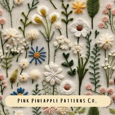 the pink pineapple patterns company is selling handmade appliques for $ 10