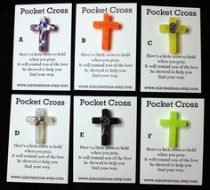 Pocket Cross, Pocket Hug, Pocket Prayer, Pocket Token, Religious Gift, Prayer Cross, Baptism Gift,  Church Gift, Handmade Resin Mini Cross These small crosses are comforting to keep in your pocket or hold in the palm of your hand as a reminder of God's ever-present love and care. Give the gift of Christ and love to your friends at church. These resin pocket crosses are easy to keep on hand as a reminder to say a quick prayer throughout the day or simply remind us of God's love and carry it with Prayer Box Ideas Diy, Church Gifts Ideas, Pocket Bible, Pocket Cross, Pocket Prayer, Candy Quotes, Prayer Gifts, Church Gifts, Pocket Token