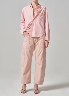 Marcelle Low Slung Easy Cargo in Roselle Citizens Of Humanity, Soft Hands, Soft Hand, Summer 2024, Soft Pink, Cargo Pants, Inside Out, Straight Leg, Human