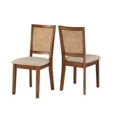 Homelegance By Top-Line Theordore Beige Linen Rattan Back Dining Chairs (Set of 2) Oak Rubberwood Dining Room Buffet Table Decor, Library Dining Room, Dining Room Buffet Table, Buffet Table Decor, Farmhouse Dining Chairs, Dining Room Buffet, Classic Bed, Dining Room Makeover, Cane Chair