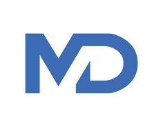 the letter m and d is shown in blue