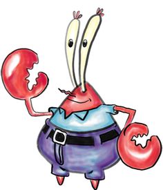 a cartoon character holding two lobsters in his hands