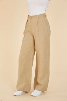 Indulge in breezy comfort with our Linen Wide Leg Pants. Lightweight and comfortable, these pants are the epitome of easygoing style. Their breathability makes them the perfect choice for spring, ensuring you stay cool while exuding effortless elegance. The wide leg adds to the casual vibe, making these pants a versatile and comfortable wardrobe staple for the season. Embrace the airy feel with every step in these spring-ready wide leg linen pants. Linen Wide leg Comes in White and Linen Match w Comfortable Wide Leg Pants For Everyday, Versatile Wide-leg Bottoms With Relaxed Fit, Versatile Relaxed Fit Wide-leg Pants, Versatile Wide-leg Pants With Relaxed Fit, Comfortable Wide Leg Straight Pants, Relaxed Wide Leg Everyday Bottoms, Relaxed Wide Leg Bottoms For Everyday, Comfortable High-waisted Summer Pants, Trendy Linen Pants For Day Out