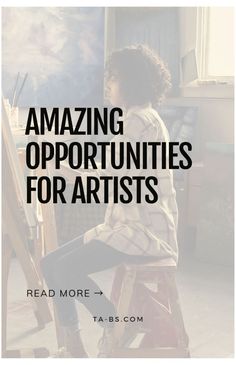 a woman sitting on top of a stool in front of an easel with the words amazing