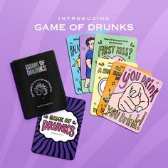 Meet the Game Designed by the young, creative minds at Maztermind, Game of Drunks is your go-to game to spice up any drinking night. With 100 unexpected cards filled with everything from revealing your juiciest secrets to facing hilarious challenges, you'll have to decide: spill the tea, take action, or drink to dodge it? Whether you're with your besties or meeting new faces, Game of Drunks breaks the ice and brings everyone closer with laughs and cheers you'll never forget! --- Components - 100 Drinking Night, Drinking Card Game, Drinking Card Games, Playing Card Games, Spill The Tea, Group Rules, Drinking Game, Truth Or Dare, Drinking Party