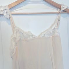 Never Worn Sheer Maxi Nightgown. Could Be Worn As Dress With Nude Slip. It Uses Their Sizing Which Says 2 On The Gown, But It Fits Like A M, Not An Actual Size 2 Delicate Lace Sleepwear For Spring Bedtime, Delicate Lace Sleepwear For Spring, Cream Lace Trim Sleepwear For Loungewear, Feminine Sleepwear With Lace Trim, Sleepwear Cami Chemise With Lace Trim, Spring Nightgown With Delicate Lace For Loungewear, Sheer Camisole Slip Dress For Daywear, Lace Trim Cami Sleep Chemise, Spring Delicate Lace Nightgown For Loungewear