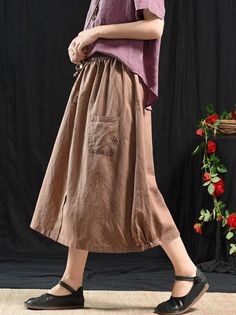 Sku CY-!27357 Material >50%Cotton Style Loose , A-line , Plus Size Occasion Casual , Vintage Seasons Summer Type Skirts Bottoms Color COFFEE,BLACK,WHITE Size FREE SIZE Size chart: Please consult the size chart we provide for this item's measurements to help you decide which size to buy. Please note: There may be 1-3cm differ due to manual measurement. CMINCH Cm Waist Hips Length FREE SIZE 106 116 76 Casual A-line Bottoms For Fall, Spring Casual A-line Bottoms, Casual A-line Skirt With Pockets, Casual Brown A-line Skirt, Brown Midi Skirt For Spring, Brown Solid Color Midi Skirt, Casual A-line Solid Color Bottoms, Casual A-line Bottoms In Solid Color, Spring A-line Bottoms With Pockets