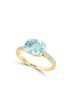 Aquamarine diamonds along the band match the oval-cut aquamarine center stone of this stunning 14k-gold ring. Total diamond weight: 0.18ct 14k-gold/aquamarine/diamond Made in the USA Aquamarine Ring Band, Oval Gold Ring, Senior Ring, Gold Aquamarine Ring, Aquamarine Ring, Aquamarine Rings, 14k Gold Ring, Ring Ideas, Keep Jewelry