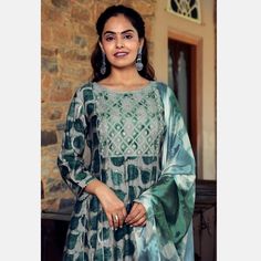 Design, style and pattern would be at the peak of your beauty once you dresses this green colored muslin anarkali suit. This suit comes along with muslin bottom and chiffon dupatta. The beautiful suit uniquely crafted with printed with gota patti work which makes this suit perfect for a woman. Women can buy this suit to wear for their upcoming functions, parties, sangeet wear. Team it with stylish accessories to make your looks more beautiful. Note:- The actual product may differ slightly in col Gota Patti Work, Beautiful Suit, Silk Art, Baby Skin Care, Chiffon Dupatta, Anarkali Suit, Anarkali Suits, Chiffon Saree, The Peak