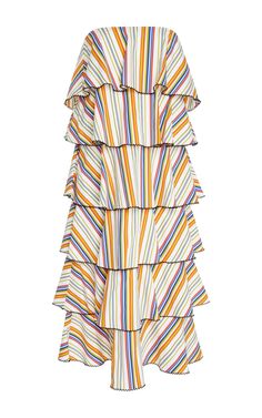 Tiered Striped Cotton Dress Caroline Constas, Cascading Ruffles, Cloth Dress, What To Buy, Luxury Dress, Who What Wear, Cotton Dress, Cotton Dresses