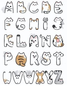 the letters and numbers are made up of different types of cats, including one cat