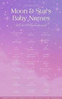 the moon and stars baby names poster