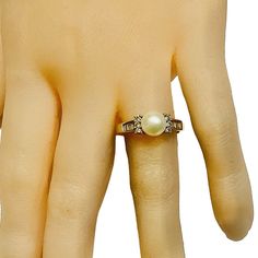 14K Baguette Diamond Pearl Ring Solitaire Round Stones Birthstone Wedding Bride | eBay Diamond Pearl Ring, Bride Sign, Ebay Hacks, Ring Baguette, Pearl And Diamond Ring, Shiny Things, Baguette Diamond, Pearl Ring, Accessories For Men