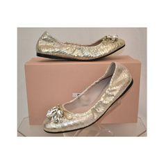 Pirite St Python Lamin Print Shimmer Lame Crystals Jeweled Bow Ballet Flats By Miu Miu Prada Made In Italy 100% Authentic, Guaranteed!!! Art:5f149c Color: Pirite (Print On The Box) St Python Print Lame Upper Round Toe Large Crystals Jeweled Bow Detail "Miu Miu" Stamped Leather Insole Leather Lining "Miu Miu" Stamped Logo Rubber Sole Elasticized Sides For Comfortable Fit Size 38 -Print On The Shoes And Box Original Price $750 Note!! These Shoes Came From A Prada Store In Its Original Box. They Are New But They Are In-Store Item And It’s Possible That Somebody Tried Them On Inside The Store. That Could Cause Tiny Exterior Imperfections Or Marks On Outsoles That Are Invisible W Leather Embellished Ballet Flats For Party, Embellished Leather Ballet Flats For Party, Party Leather Flats With Round Toe, Leather Party Flats With Round Toe, Party Leather Round Toe Flats, Synthetic Round Toe Party Flats, Synthetic Round Toe Flats For Party, Summer Party Synthetic Ballet Flats, Embellished Ballet Flats With Round Toe For Evening