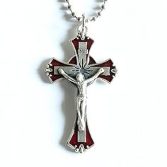 We thank you for looking at our store. We have many unique religious pendant necklaces, using chains, and High-quality Pendants. We are sure you will find the perfect one for you, and you'll love it. A pendant reminds us of the sacrifice and love of God for us, and it deserves to represent the beauty of this fact. Our pendant necklaces are unique and all handmade with love.- Beautiful and Unique design - Excellent reminder for daily prayer- Chain, stainless steel, 2.4mm ball, 20 inches with clas Red Cross Pendant Necklace Gift, Red Cross Pendant Necklace For Gift, Red Engraved Spiritual Necklace, Red Engraved Spiritual Necklaces, Red Spiritual Engraved Necklace, Red Crucifix Cross Necklace Gift, Red Crucifix Cross Necklace For Gift, Spiritual Red Cross Pendant Necklace, Prayer Chain