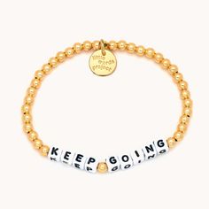 Little Words Project Solid Gold Filled Keep Going Bracelet Little Words Project, Bright Blue Sky, Acrylic Letters, Beaded Necklace Diy, Purple Girls, Gold Plated Bracelet, To Be Kind, Crystal Beads Bracelet, Blue Evil Eye