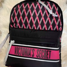 Victorias Secret Backpack Victoria's Secret School Bag With Adjustable Strap, Victoria's Secret School Backpack With Adjustable Strap, Black Bags With Adjustable Straps For Back To School, Black Bag With Adjustable Straps For Back To School, Black Bag With Adjustable Straps For School, Victoria's Secret Backpack With Zipper, Victoria's Secret Backpack With Zipper Closure, Victoria's Secret Black School Bag, Victoria's Secret Backpack With Adjustable Strap For Travel