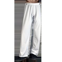 White capoeira pants uniform also named abada.  Unisex.  Designed for training or official ceremonies.  100% polyester (strong and lightweight), reinforced seams and crotch. Drawstring at the waist. with elastic waist. Made in USA  Best value OBS: Belt are not include Training Pants With Elastic Waistband, Elastic Waistband Training Pants, Full Length Training Pants With Elastic Waistband, White Wide Leg Gym Bottoms, White Wide-leg Gym Bottoms, White Breathable Training Pants, Breathable White Training Pants, White Breathable Sports Pants, White Breathable Yoga Pants