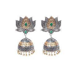 Women Imitation Earrings, Brass Earrings, Antique Earrings, Boho Earrings, Two Tone Earrings, Jhumka Earrings, Dangle Earrings Item Details : Item : Earrings Weight: 28.10 Gm Approx Earrings Length: 54 MM Approx Stone Size: 3 MM Approx, 6 x 4 MM Product Code : HE-3081 ✤✤Made to Order✤✤ ✤✤ Handmade Item ✤✤ Buy these beautiful earrings and give best choice to your loved once. ❱❱ G EM S T O N E D E T A I L ❰❰ **Gemstone structure may vary from the image as two gemstones do not have the same structu Elegant Dual-tone Drop Earrings, Dual-tone Drop Earrings Temple Jewelry, Elegant Green Earrings With Oxidized Finish, Elegant Oxidized Finish Earrings For Celebration, Festival Dual-tone Dangle Earrings, Dual-tone Drop Earrings For Festivals, Traditional Oxidized Earrings For Anniversary, Traditional Oxidized Finish Earrings For Anniversary, Dual-tone Green Earrings As Gift