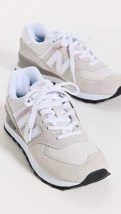 New Balance 574 Unisex Sneakers | Shopbop New Balence550, New Balance 574 White, New Blance Shoes, Neutral Color Shoes, New Balance 574 Sneakers, New Balance White, Pretty Shoes Sneakers, Neutral Shoes, Sneakers And Socks